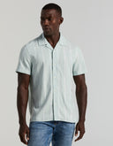 Camisa Manga Corta Cloud Blue EcoVero Rayas Camp Collar