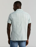 Camisa Manga Corta Cloud Blue EcoVero Rayas Camp Collar