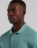 Polo Verde Arctic Jacquard Texturizado Algodón Manga Corta
