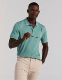 Polo Verde Arctic Jacquard Texturizado Algodón Manga Corta