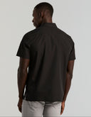 Camisa Manga Corta Negra Jacquard Manga Corta Spread Collar