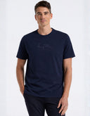 Playera Azul Dark Sapphire de Algodón con Logo Bold y Cuello Redondo
