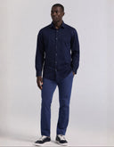 Camisa Slim Fit Geo Dobby Azul Zafiro con Stretch