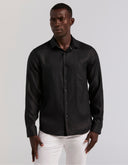 Camisa Black De 100% Lino Manga Larga