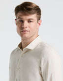 Camisa Beige Natural De 100% Lino Manga Larga