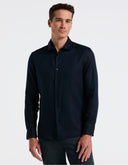 Camisa Dark Sapphire De 100% Lino Manga Larga