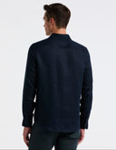 Camisa Dark Sapphire De 100% Lino Manga Larga