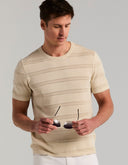 Playera Tejido Tipo Sweater Silver Birch Rayas Textura Mesh Algodón