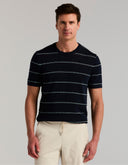 Playera Tejido Tipo Sweater Dark Sapphire Rayas Textura Mesh Algodón