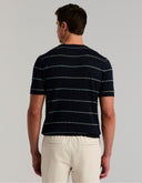 Playera Tejido Tipo Sweater Dark Sapphire Rayas Textura Mesh Algodón