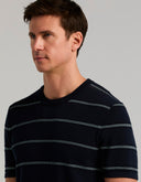 Playera Tejido Tipo Sweater Dark Sapphire Rayas Textura Mesh Algodón