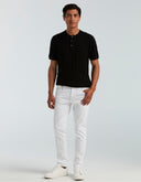 Playera Tejido Tipo Sweater Black Rayas Algodón Cuello Redondo con Botones