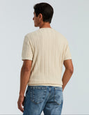 Playera Tejido Tipo Sweater Silver Birch Rayas Algodón Cuello Redondo con Botones