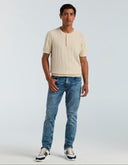 Playera Tejido Tipo Sweater Silver Birch Rayas Algodón Cuello Redondo con Botones