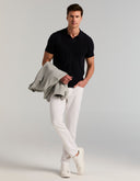Polo Tejido Tipo Sweater Azul Dark Sapphire Jacquard Modal Algodón