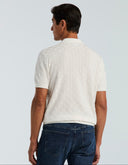 Polo Tejido Tipo Sweater Algodón Modal Textura Checker Bright White