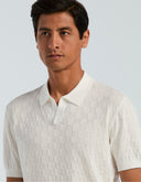 Polo Tejido Tipo Sweater Algodón Modal Textura Checker Bright White