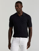Polo Tejido Tipo Sweater Algodón Modal Textura Checker Dark Sapphire
