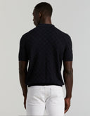 Polo Tejido Tipo Sweater Algodón Modal Textura Checker Dark Sapphire