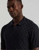 Polo Tejido Tipo Sweater Algodón Modal Textura Checker Dark Sapphire