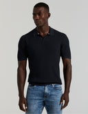 Polo Tejido Tipo Sweater EcoVero Textura Geométrica Dark Sapphire