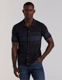 Camisa Tejida Tipo Sweater Algodón Modal Texturizada Dark Sapphire Manga Corta