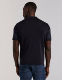 Camisa Tejida Tipo Sweater Algodón Modal Texturizada Dark Sapphire Manga Corta