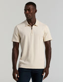 Polo Beige Birch Texturizado Stretch Slim Fit con Cierre