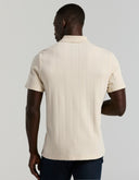 Polo Beige Birch Texturizado Stretch Slim Fit con Cierre
