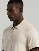 Polo Beige Birch Texturizado Stretch Slim Fit con Cierre