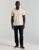 Polo Beige Birch Texturizado Stretch Slim Fit con Cierre