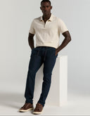 Polo Beige Birch Texturizado Stretch Slim Fit con Cierre