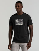 Playera Negra Gráfico Logo Algodón Cuello Redondo