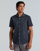 Camisa Manga Corta Dark Sapphire Slim Fit Print Stretch
