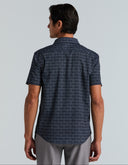 Camisa Manga Corta Dark Sapphire Slim Fit Print Stretch