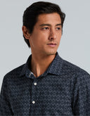 Camisa Manga Corta Dark Sapphire Slim Fit Print Stretch