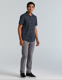 Camisa Manga Corta Dark Sapphire Slim Fit Print Stretch