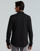 Camisa Negra Slim Fit Piqué Stretch Manga Larga
