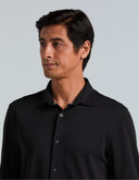 Camisa Negra Slim Fit Piqué Stretch Manga Larga