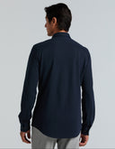 Camisa Dark Sapphire Slim Fit Piqué Stretch Manga Larga