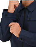 Chamarra Marino con Cierre Frontal y Cuello Tipo Camisa