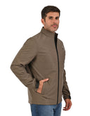 Chamarra Taupe Oscuro Acolchada con Cuello Alto