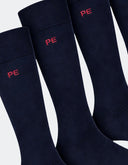Kit 6 Pares Calcetín Perry Ellis Azul Marino Liso con Letras “PE”