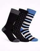 Kit 3 Pares Calcetín Piqué Fantasía Azul Marino