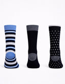 Kit 3 Pares Calcetín Piqué Fantasía Azul Marino